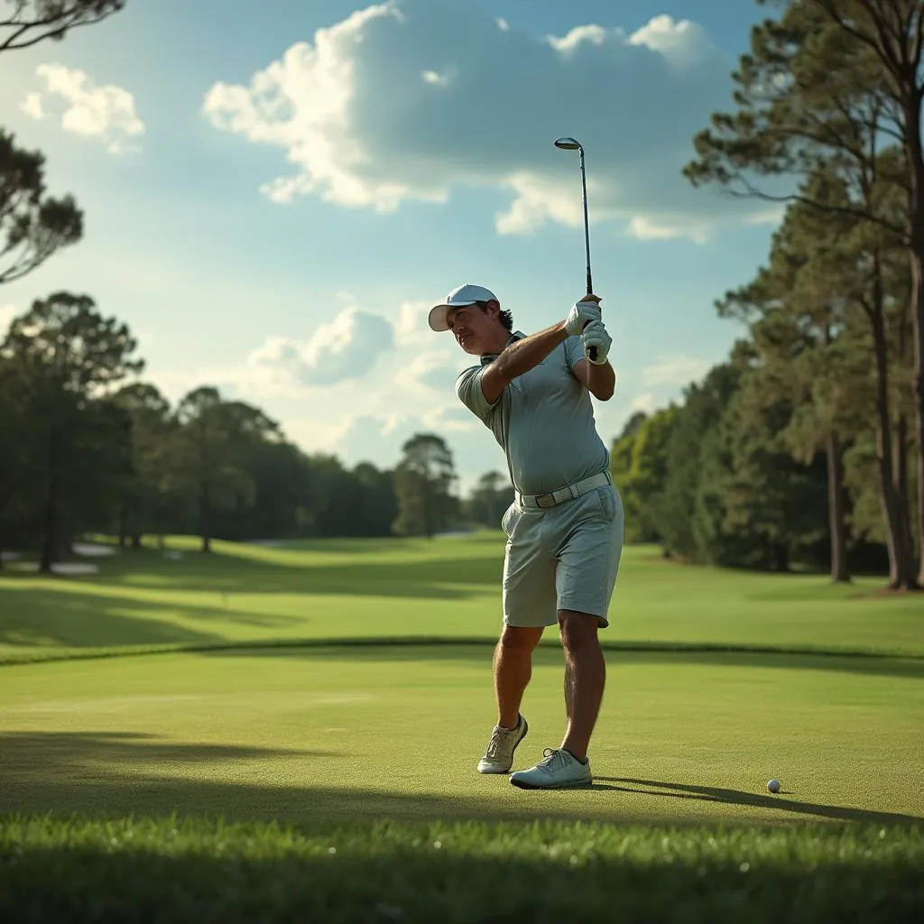 Golfista realizando un swing
